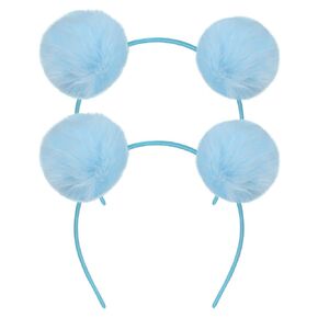2 PCS Fluffy Rabbit Fur Ball Ball Beads Pompom Ears Hairband Panda Hair Hoop لعيد الهالوين حفلة عيد الميلاد Cosplay الضوء الأزرق