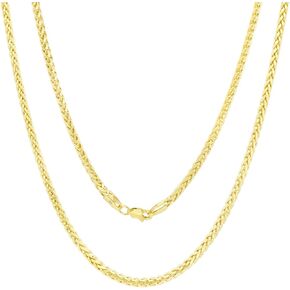 Nuragold 10K Gold Gold Mold Real Real Spiga Wheat 2.5 ملم قلادة سلسلة نخيل مدورة (16 "-30") المجوهرات الإيطالية للرجال والنساء