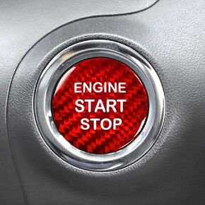 Real Carbon Fiber Push Start Button Cover for Toyota Camry Corolla RAV4 Highlander CHR Sienna Avalon GT86 BRZ, Car Engine Start Stop Button Ignition Button Cover,1PC (Red)