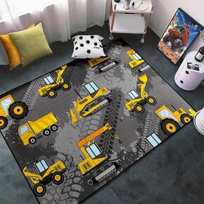 Construction Rugs for Boys Room - Car Rug Play Mat Kids Play Rug Trucks Car Carpet Kids Playroom Construction Room Decor for Boys 3x5 Feet