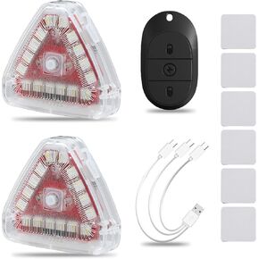 LECART Magnetic Wireless Led Strobe Lights with Remote High Brightness Led Strobe Lights USB-C Rechargeable 600mAh Battery Led Light for Car Motorcycle 2 Pcs