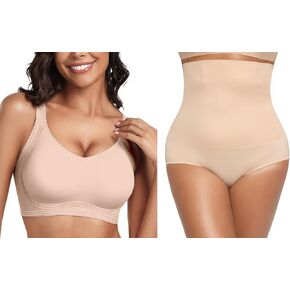 OEAK Womens Push Up Bras No Underwire& Seamless Tummy Control Shapewear Nude S