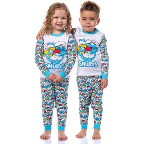 INTIMO The Smurfs Toddler Kids Smurfette Papa Smurf Brainy Smurf 2 Piece Long Sleeve Pajama Set