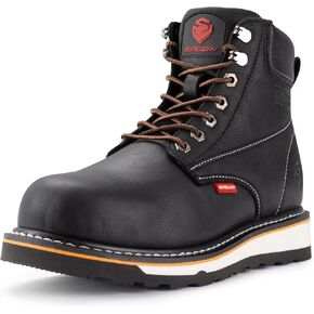 Sureway 6 "رجالي أحذية عمل ناعمة/فولاذية للرجال للرجال ، ويلت Goodyear ، مريح للغاية متين ، مقاوم للزيت/الانزلاق ، جلد أكثر سمكا ، إسفين ، أحذية البناء الصناعية السلامة EH