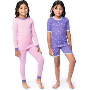 Fruit of the Loom Girls' 4-Piece Tight Fit Pajama Set