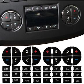 2PCS AC Dash Button Repair Kit for Chevy, Dash Replacement A/C Radio Panel Control Buttons Stickers for Select 07-14 GM Vehicles Fixing Ruined Faded Knob Decal Car SUV Van Truck Accessories