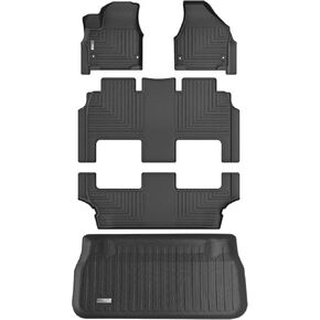 Floor Mats & Cargo Liner for 2017-2024 2025 Chrysler Pacifica Hybrid Touring L/Hybrid Touring Models,TPE All Weather Protection Slush Rubber Car Mats with Trunk mat Full Set