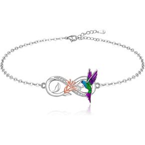 Fenthring Beach Hummingbird Anklet Infinity Hummingbird Ankle Bracelets for Women Summer Anklets Sterling Silver 925Ocean Theme Jewelry Hummingbird Gifts