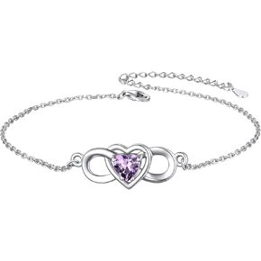 ChicSilver 925 Sterling Silver Dainty Infinity Birthstone Ankle Bracelet Summer Beach Foot Chain Anklet Jewelry