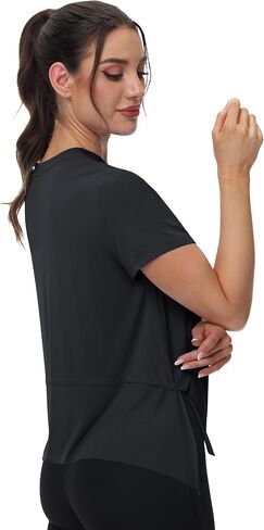 MAGCOMSEN Workout Top for Women Short Sleeve Athletic Yoga Crop Shirts Flowy Side Slit Loose Fit Tee Gym Yoga in Saudi Arabia