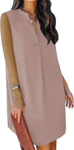 ANFTFH Women's Sleeveless Dresses 2023 V Neck Casual Trendy Dresses（S-2XL） in Kuwait