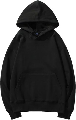 ANUFER Unisex Mens Womens Velvet Lined Cotton Pullover Hoodies Casual Plain Sweatshirt Jumper in Saudi Arabia