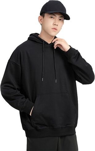 ANUFER Unisex Mens Womens Velvet Lined Cotton Pullover Hoodies Casual Plain Sweatshirt Jumper in Saudi Arabia