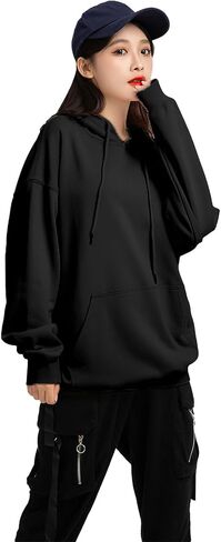 ANUFER Unisex Mens Womens Velvet Lined Cotton Pullover Hoodies Casual Plain Sweatshirt Jumper in Saudi Arabia
