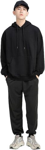 ANUFER Unisex Mens Womens Velvet Lined Cotton Pullover Hoodies Casual Plain Sweatshirt Jumper in Saudi Arabia