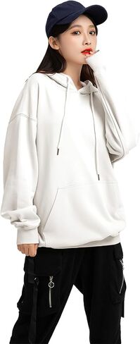 ANUFER Unisex Mens Womens Velvet Lined Cotton Pullover Hoodies Casual Plain Sweatshirt Jumper in Saudi Arabia