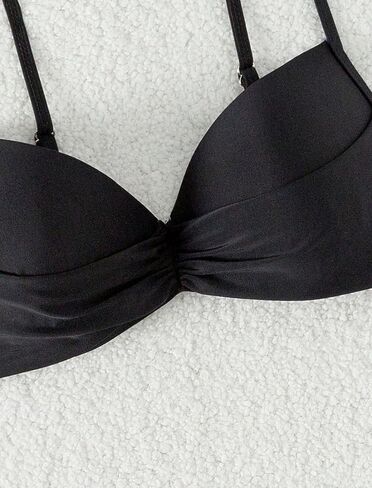 ZAFUL Women Twist Front Underwire Bikini Top Push Up Lace Up Swimsuit Tops Bra Padded Bathing Suit Tops in Saudi Arabia