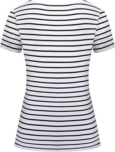 LilyCoco Women's Short Sleeve Striped Shirt Summer Crewneck T Shirt Basic Tops in Saudi Arabia