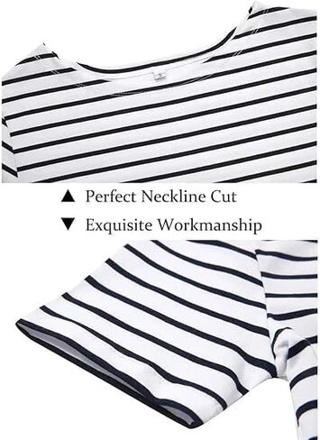 LilyCoco Women's Short Sleeve Striped Shirt Summer Crewneck T Shirt Basic Tops in Saudi Arabia
