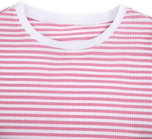LilyCoco Women's Short Sleeve Striped Shirt Summer Crewneck T Shirt Basic Tops in Saudi Arabia