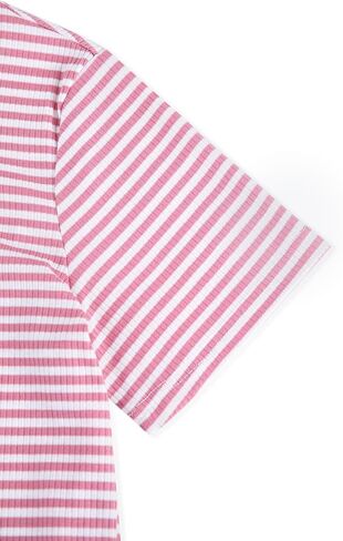 LilyCoco Women's Short Sleeve Striped Shirt Summer Crewneck T Shirt Basic Tops in Saudi Arabia
