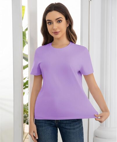 Cotton Short Sleeve T Shirts for Women Basic Tee Tshirts Plain Casual Summer Tops in Saudi Arabia