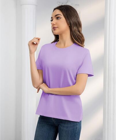 Cotton Short Sleeve T Shirts for Women Basic Tee Tshirts Plain Casual Summer Tops in Saudi Arabia