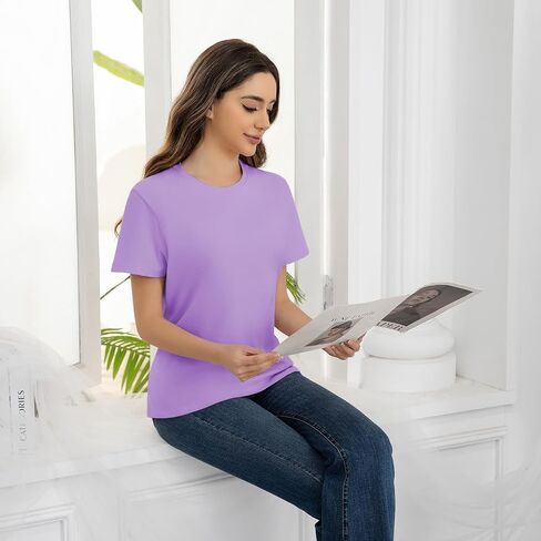 Cotton Short Sleeve T Shirts for Women Basic Tee Tshirts Plain Casual Summer Tops in Saudi Arabia