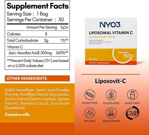 فيتامين C 500mg حزم 30 ملغ ، و Liposovit-C عالي امتصاص حمض الأسكوربيك الدهون القابل للذوبان في VIT C- يدعم الجهاز المناعي وداعم الكولاجين- صحة الجلد المضادة للأكسدة القوية in Kuwait