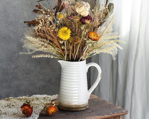 Quoowiit Ceramic Rustic Pare مع مقبض ، أخضر زخرفة مزهرية مزهرية زخارف مزهرية للديكور المنزل غرفة المعيش in Kuwait