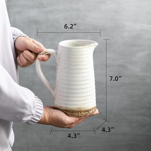 Quoowiit Ceramic Rustic Pare مع مقبض ، أخضر زخرفة مزهرية مزهرية زخارف مزهرية للديكور المنزل غرفة المعيش in Kuwait