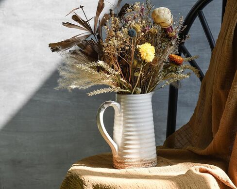 Quoowiit Ceramic Rustic Pare مع مقبض ، أخضر زخرفة مزهرية مزهرية زخارف مزهرية للديكور المنزل غرفة المعيش in Kuwait