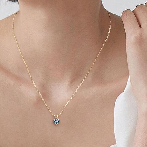 Heart Birthstone Necklace for Women Mom, 1ct Natural or Created Classic Solitaire Heart Cut Sparkle Birthstone Charms 18K White Yellow Rose Gold Plated S925 Sterling Silver Birthstone Jewelry Gifts in Kuwait