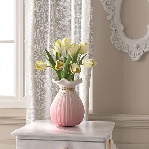 OERGKE Ceramic Vase of 3 Pcs, Modern Boho Small vases for Flowers for Home Living Room Office Farmhouse Decor Dining Table Bedroom Table and Kitchen Shelf (Pink) in Saudi Arabia