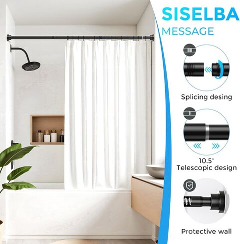 2 قضبان ستارة التوتر القابلة للتعديل من 28 إلى 48 بوصة ، قضبان الستار الزنبركية القابلة للتوسيع لا حفر 7/8 "قضبان التوتر لخزانة مدخل النافذة ، أبيض in Kuwait