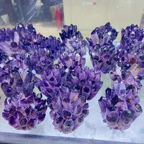 Natural Crystal Cluster Clear Quartz Mineral Crystal Cluster Cluster Healing Ornament Hue Reflection Feng Shui Home Decor (White) in Kuwait