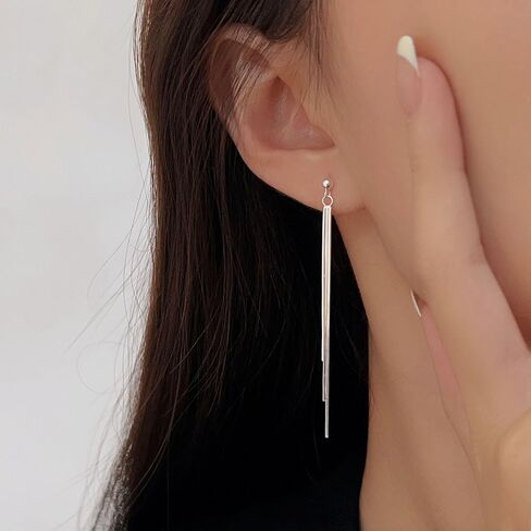 مقطع على أقراط للنساء 18K مطلي بالذهب مطلي طويل القطرات الأذواق الساحرة لا يوجد ثقب أقراط مسمار الأقطار سباركلي زركونيا شرابة مقاطع أذن البيان حفلة موسيقية للحفلات حفلة موسيقية in Kuwait