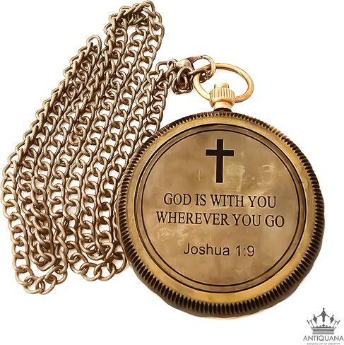 Brass Compass Unique Print 'GOD is with Yout' Engraved Compass with Leather Case and Chain A Great Gift Item for Your Loved Ones in Saudi Arabia
