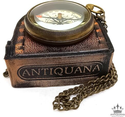 Brass Compass Unique Print 'GOD is with Yout' Engraved Compass with Leather Case and Chain A Great Gift Item for Your Loved Ones in Saudi Arabia