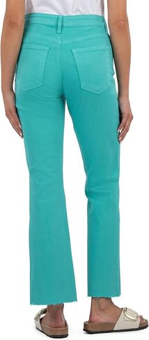 KUT from the Kloth Kelsey High-Rise Fab AB Ankle Flare with Raw Hem in Saudi Arabia