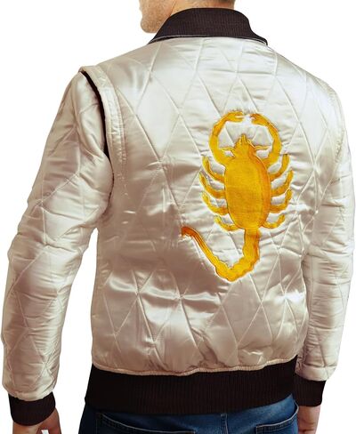 Premium Quality Satin Fabric Quilted Jacket - Golden Embroidery of Scorpio in Saudi Arabia