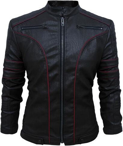 Apocrypha Mens Faux Leather Biker Coat Leather Motorcycle Jacke Bomber Jacket in Saudi Arabia