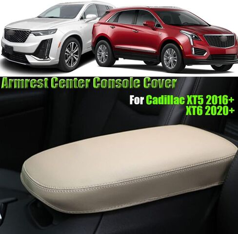 BOYOUS Car Armrest Cover Waterproof Center Console Pad Covers Scratch Resistance Leather Protector Interior Decoration Accessories Fit for Cadillac XT5 2016-2025 XT6 2020-2025（Beige Stitches） in Saudi Arabia
