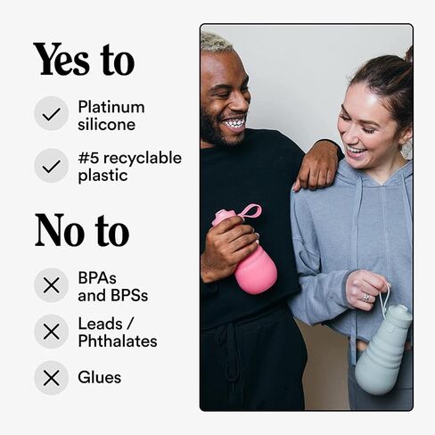 زجاجة مياه قابلة للطي من ستوجو - أخضر الأوكالبتوس، 20 أونصة / 592 مل - كوب سفر من السيليكون مانع للتسرب وقابل لإعادة الاستخدام للمشروبات الساخنة والباردة - آمن للاستخدام في الميكروويف وغسالة الأطباق in Kuwait