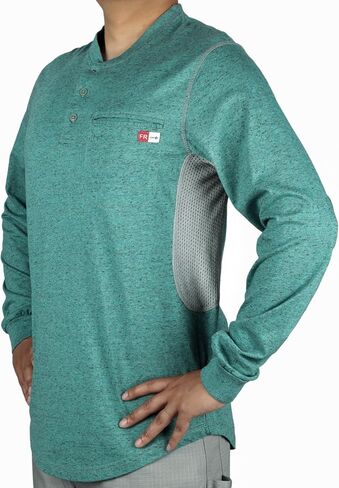 TICOMELA FR Shirts for Men 6oz Flame Retardant Mesh Breathable T-Shirt NFPA2112 Fire Retardant Henley Shirts in Saudi Arabia