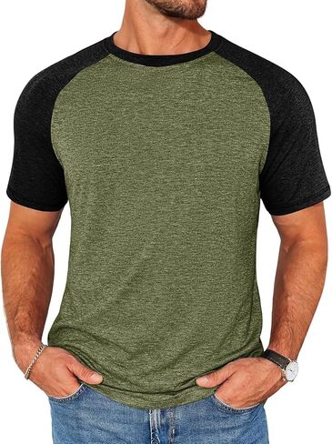 Runcati Mens عرضة قليلة النحافة راجلان القصيرة الأكمام كروشنك بيسبول تيس بلوك قميص أزياء أزياء in Saudi Arabia