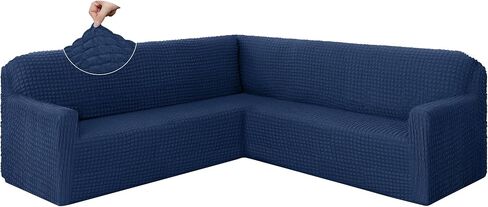 HDCAXKJ Sectional Couch Cover L Shape Sofa Covers Washable Stretch Couch Covers for Sectional Sofa Seersucker U Shaped Couch Slipcover Furniture Protector for Pets Dogs (Charcoal Grey, X-Large) in Saudi Arabia