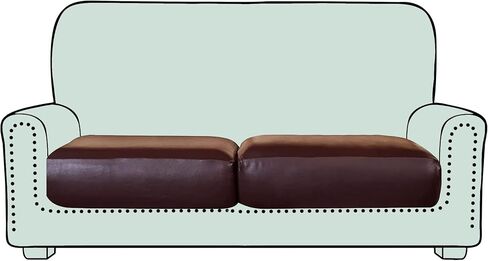 PU Leather Couch Slipcovers, Waterproof Stretch Sofa Seat Cushion Covers, Faux Leather Loveseat Cushion Replacement, Furniture Protector (2 Pack, Chocolate) in Saudi Arabia