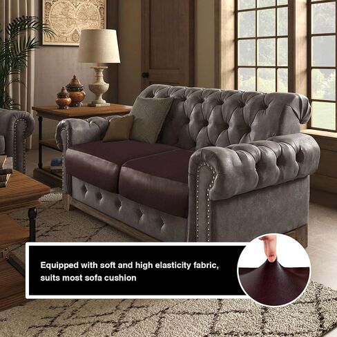 PU Leather Couch Slipcovers, Waterproof Stretch Sofa Seat Cushion Covers, Faux Leather Loveseat Cushion Replacement, Furniture Protector (2 Pack, Chocolate) in Saudi Arabia