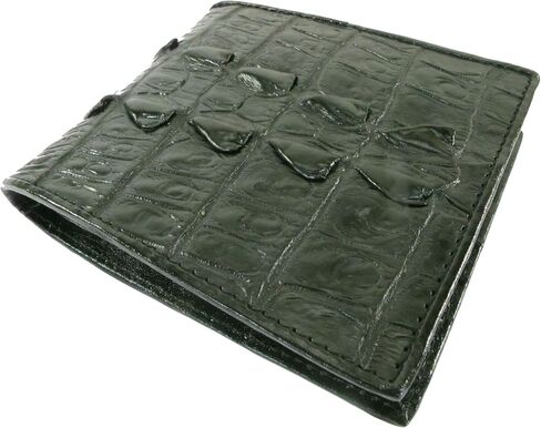 Genuine Crocodile Alligator Tail Skin Leather Slim Bifold Men's Wallet ([A8] - 7 Card Slots + 1 ID Window + 2 Compartments for Bills, Black) in Kuwait
